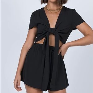 princess Polly black Ragnar tie romper